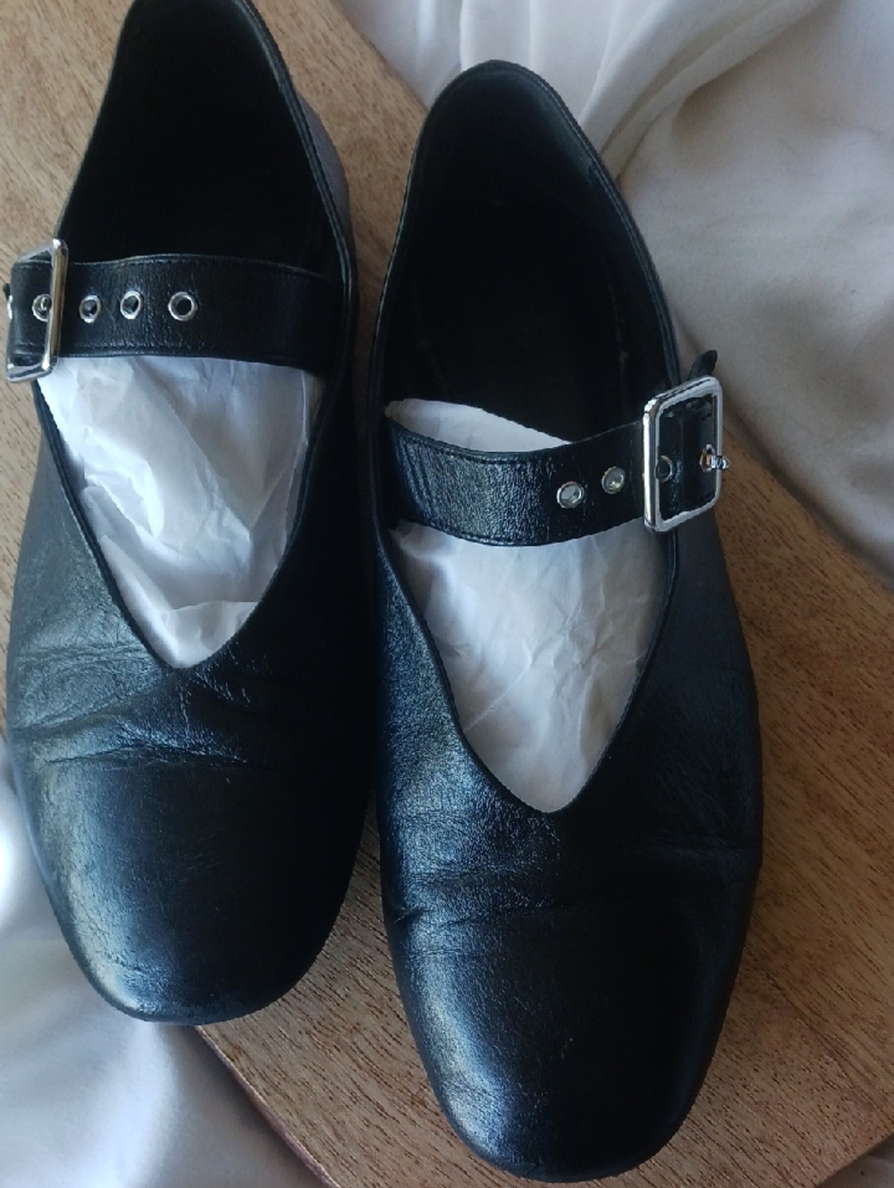 COS Black Mary Janes Silver Metal Buckle Strap Closure Gently Used  Sz 39=8-8.5